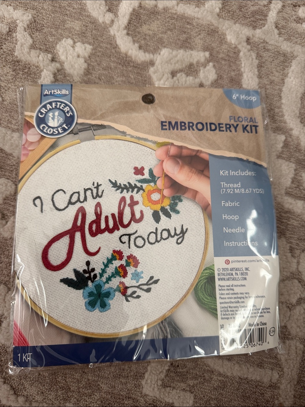 New in package floral embroidery kit I can’t adult today gift